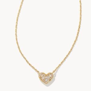 NWT Kendra Scott Ari Gold Pave Crystal Heart necklace